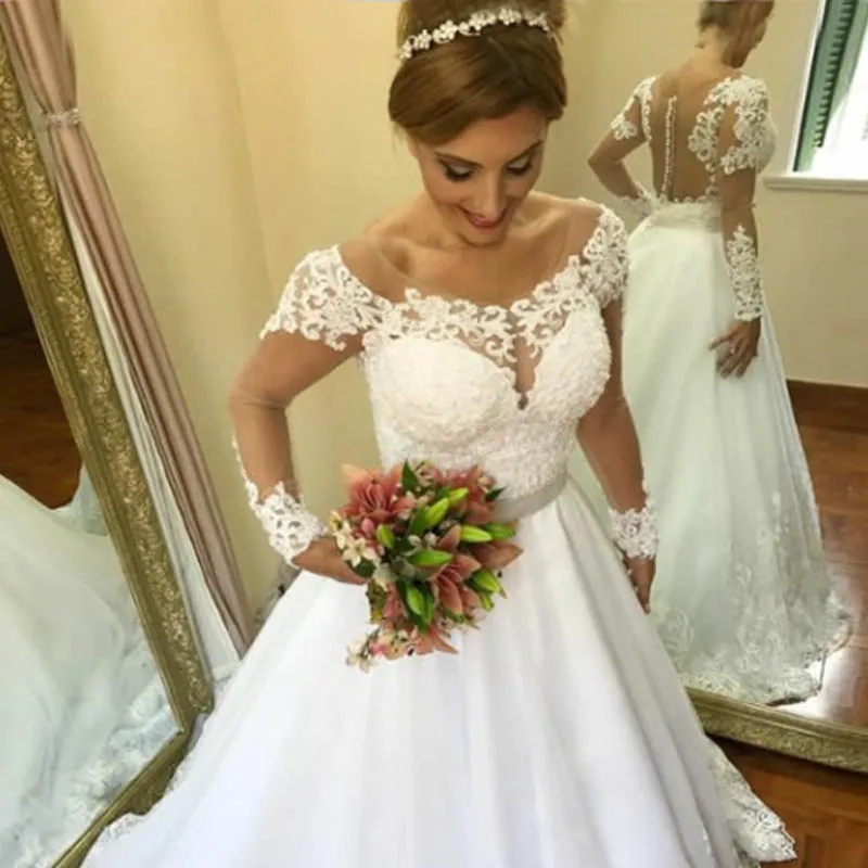 Женское свадебное платье из тюля с длинным рукавом Lover Kiss Vestidos De Noiva vestido de casamento |