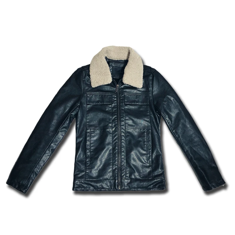 

Autumn and winter plus velvet Wool Lamb Collar Leather jacket Male Korean version of the Slim PU Leather jacket More size M-4XL