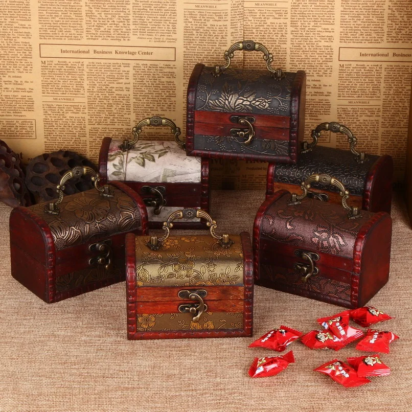 Шкатулка для драгоценностей чехол хранения из фанеры цветочный узор Ретро