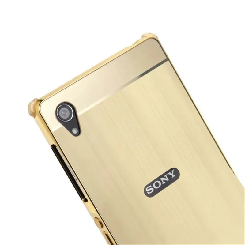 For Sony Xperia Z2 Z 2 Case Metal Frame with Brushed Back Cover Hard Phone for D6502 D6503 D6543 L50 L50w |