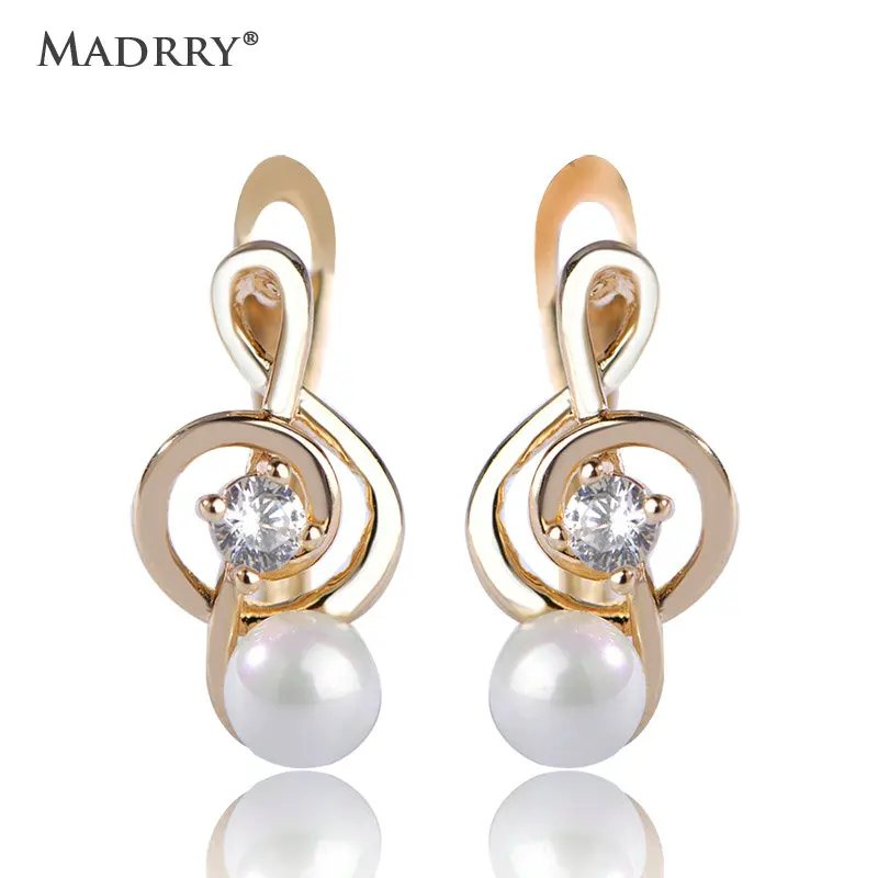 Серьги-гвоздики женские с искусственным жемчугом и нотами | Украшения аксессуары