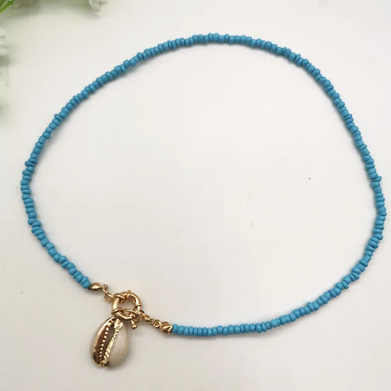 JCYMONG 17 Color Bead Choker Necklace For Women Bohemian Shell Cowrie Pendant Necklace Female Fashion Beach Collier Jewelry