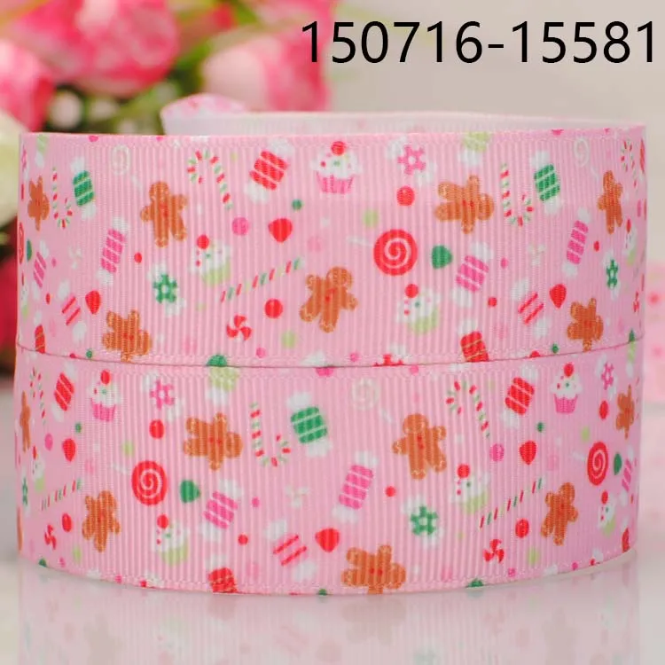 

free shipping 50 yards 1 " 25 mm pink decorations pattern printed grosgrain tape ribbons merry Christmas for party