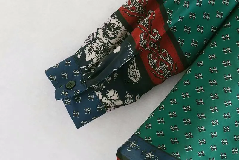 Женская винтажная блузка с принтом в стиле пэчворк Повседневная деловая рубашка