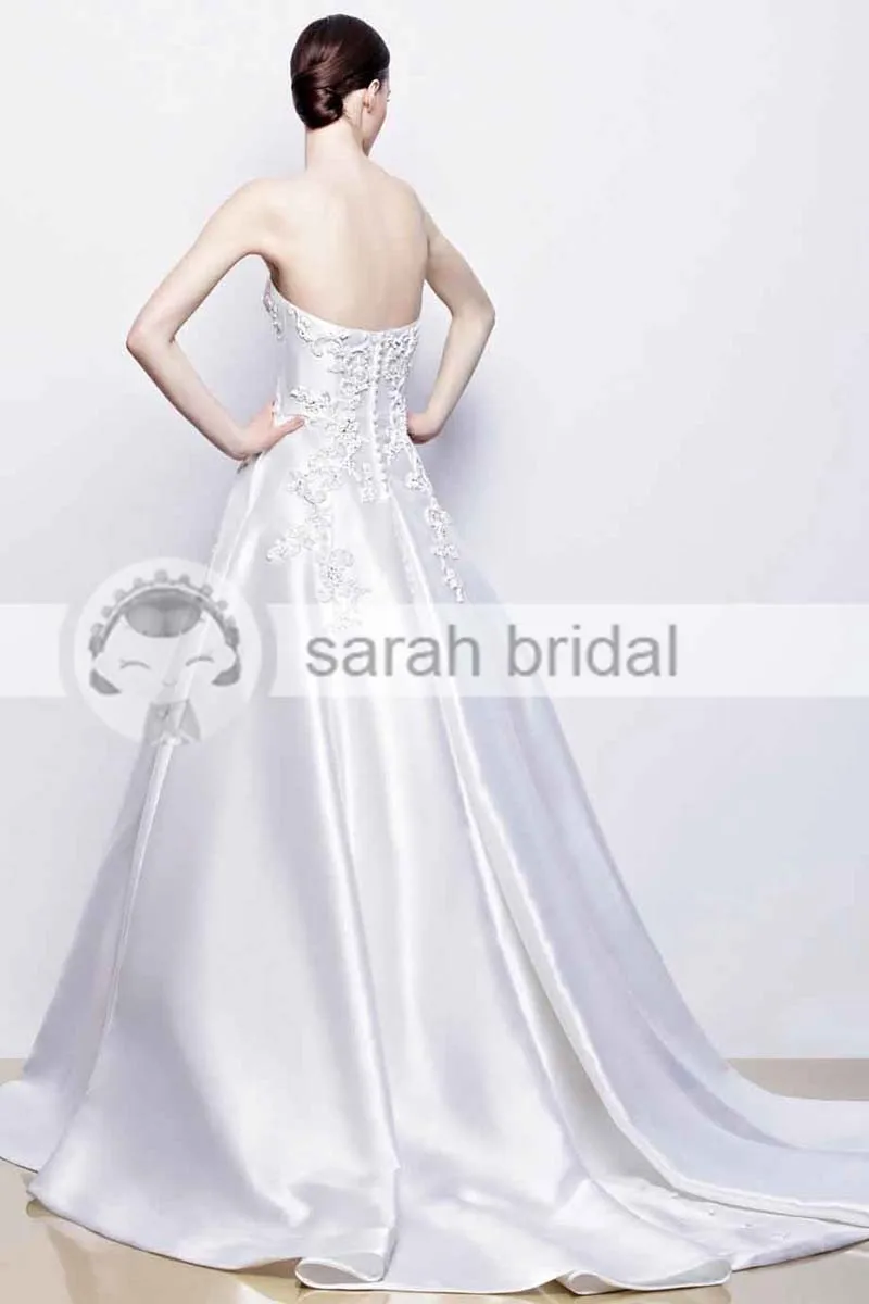 6 New Arrival 2015 Long White Taffeta Evening Dresses Appliques A-Line Strapless Elegant Gowns Floor Length Hot | Свадьбы и