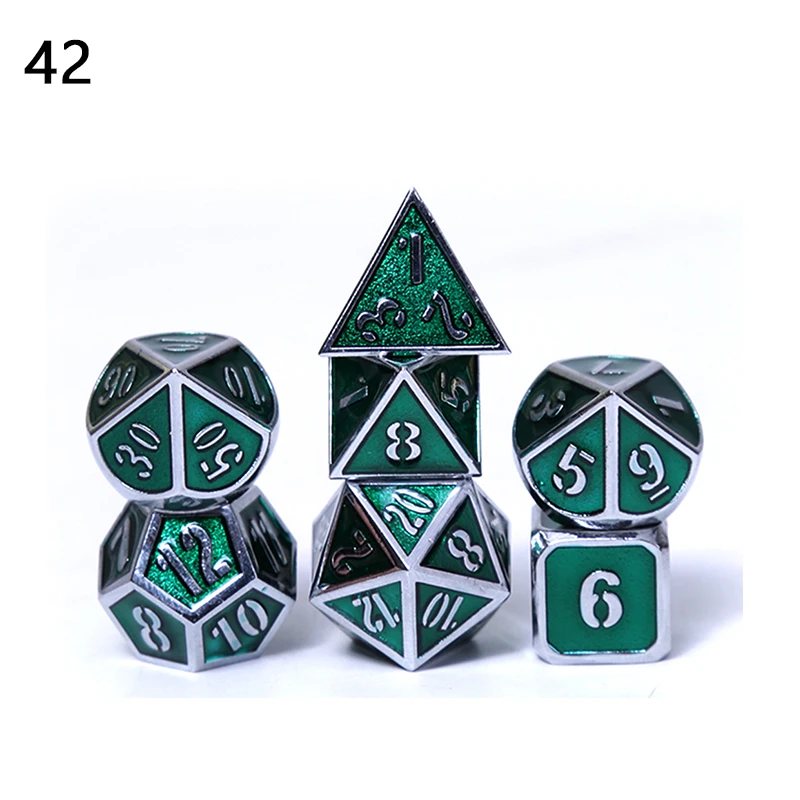 Chengshuo игральные кости DND Металл РГП набор многогранных Подземелья и Драконы d20 10 8 12 настольная игра цинковый сплав Серебристые цифровые кубики узор