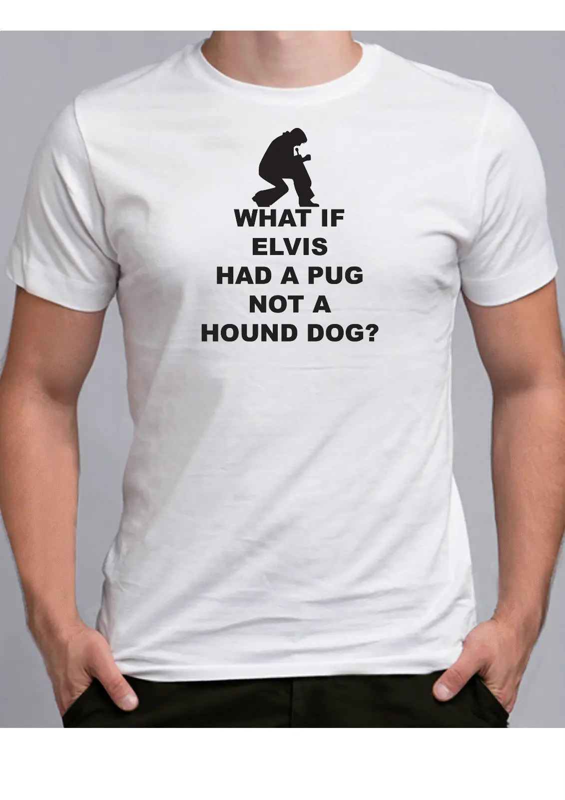Что если у Элвиса был Мопс и не Борзая Собака забавная футболка с животным