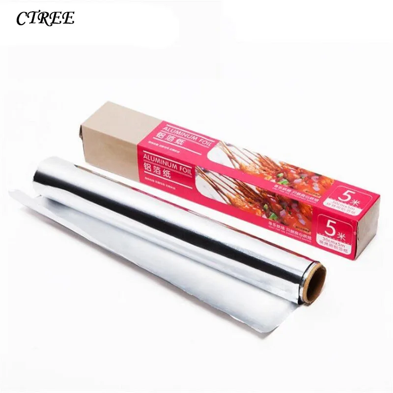 

CTREE 5M*30cm Economic Aluminum Tinfoil oil Paper Barbecue BBQ Baking Cooking Foil Food Packing Kiitchen Baking Accessorys C288