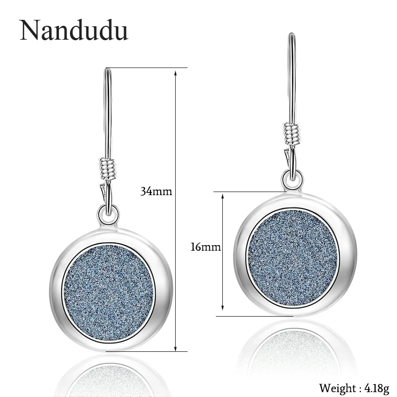 Nandudu 925 пробы серебряные круглые Висячие серьги для женщин вставка