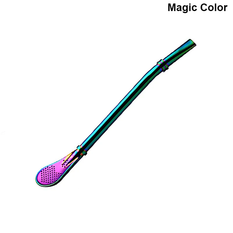 Migic color BORREY 1 шт. соломинки для питья из нержавеющей стали, экологичный фильтр, соломинки для чая, кофе, фильтрующая ложка, коктейльные соломинки, вечерние столовые приборы - Цвет: Migic color