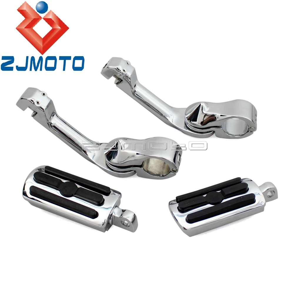 

Мотоциклетные хромированные Колышки 1-1/4 дюйма для защиты двигателя шоссе, длинные Угловые регулируемые колышки для ног, подставки для ног с...