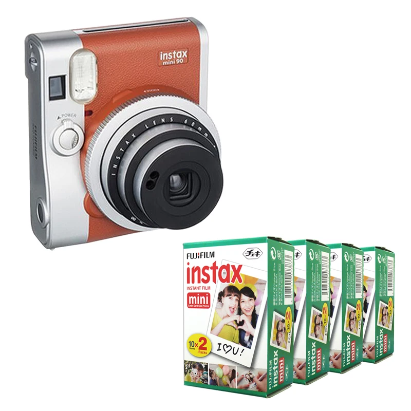 Fujifilm Instax Mini 90 NEO классическая коричневая мгновенная пленка камера + Fuji белая 80|film