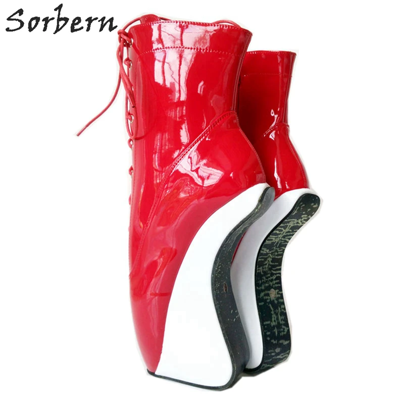 Черно-красные балетные ботинки Sorbern на танкетке с эффектом Heelless ботильоны