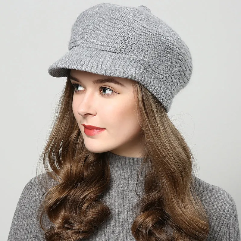 JIYOUOU, зимние шапки для женщин, Skullies Beanies, шапки ручной работы, новинка, женская шапка, вязаная шапка цвета хаки - Цвет: 02