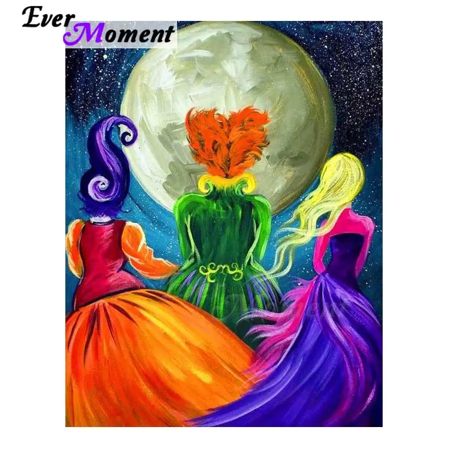 

Ever Moment Diamond Painting Handmade Picture Of Rhinestone Girls Moon Decoration Diamond Embroidery Full Square Drill 3F495