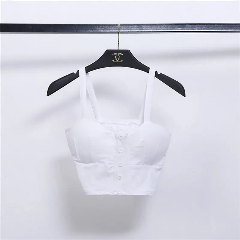 Новые летние сексуальные женские полосатые короткие топы без рукавов Cami Vest Camisole милые топы на пуговицах