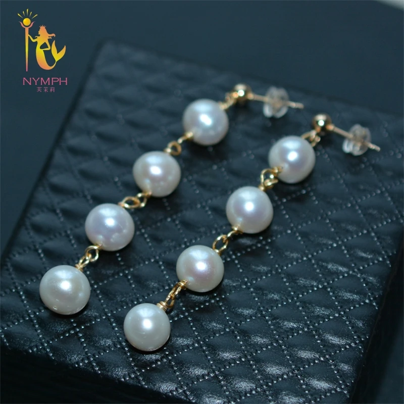 Женские серьги с пресноводным жемчугом NYMPH сережки-капли свадебный подарок E358 2018
