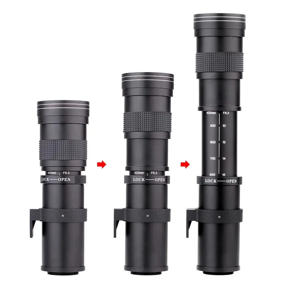 JINTU 420-800mm F/8,3-16 телефото зум-объектив для CANON EOS 650D 750D 550D 800D 1200D 200D 1300 5DII 5D3 5DIV 6D цифровой Камера