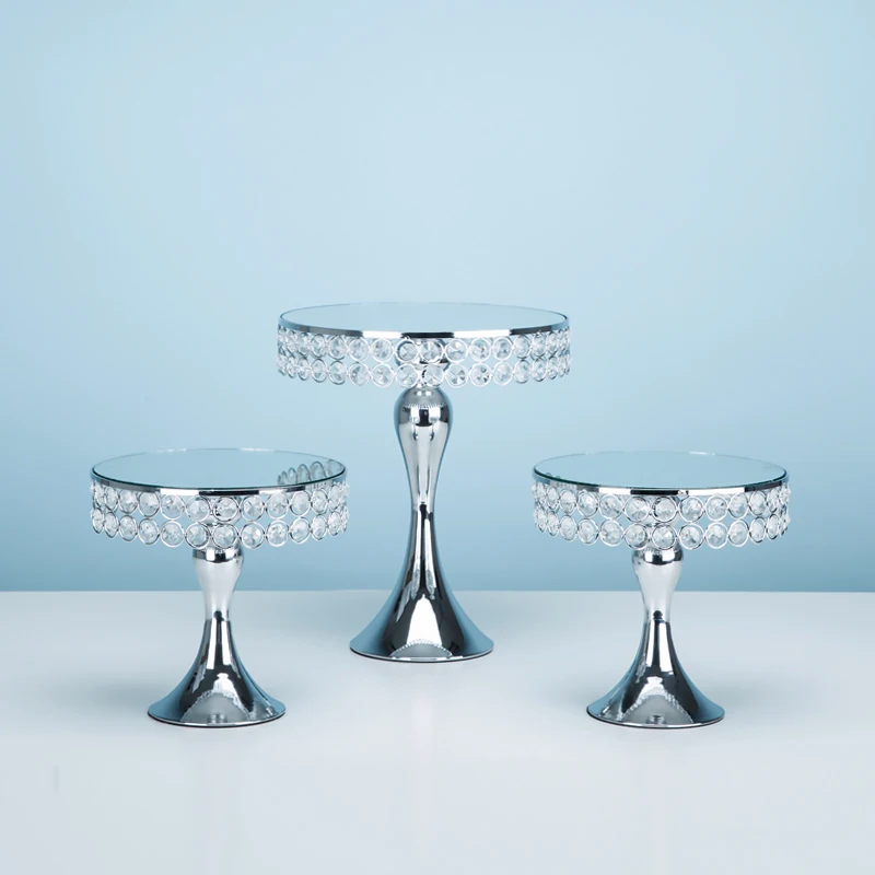 2pcs s 1pcs m Серебряная стойка для торта, лоток для торта, десертная стойка, десерт, Свадебный десерт, дисплей, украшение, фруктовая тарелка - Цвет: 2pcs s 1pcs m