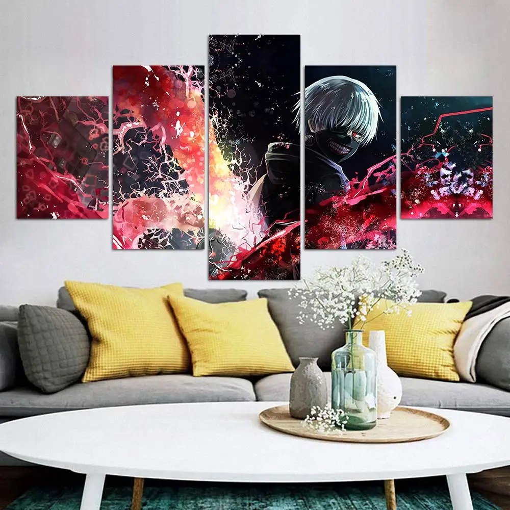5 панелей на холсте модульные фотографии японского аниме Токийский гуру плакат