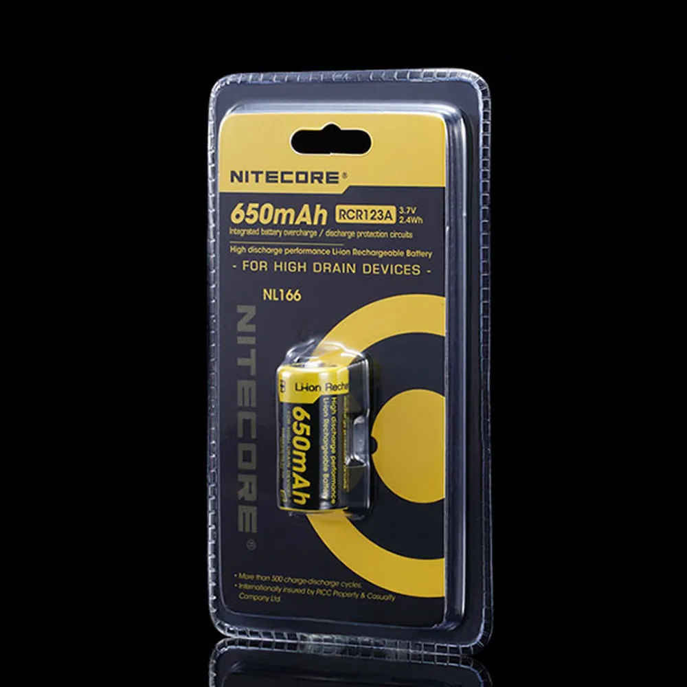 Топ продаж NITECORE NL166 650mAh 3,7 V 2.4Wh защищенный перезаряжаемый RCR123 16340 18350 литий-ионная батарея высокого стока устройство фонарик