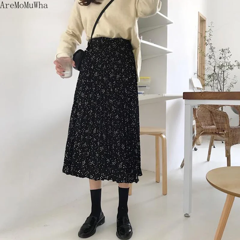 Женская юбка в стиле ретро AreMoMuWha свободная тонкая плиссированная с высокой