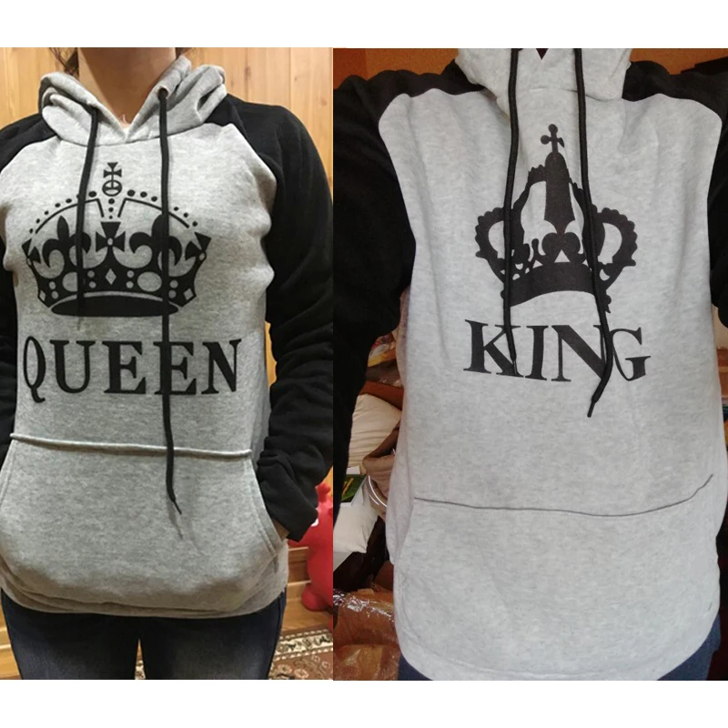 Толстовка с капюшоном King Queen для влюбленных свитшот пар повседневные пуловеры