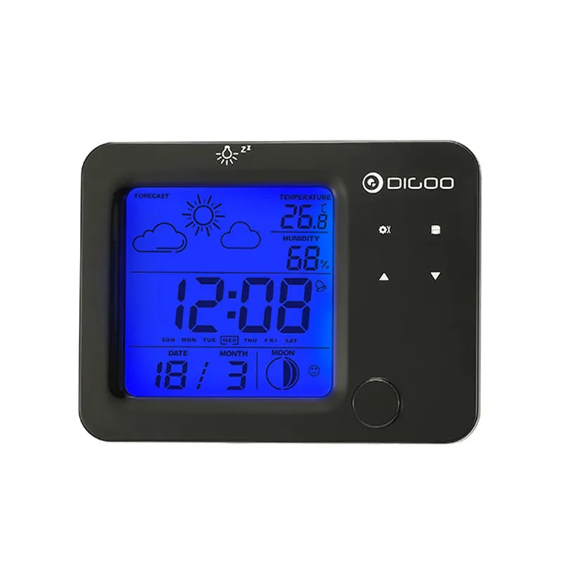 Digoo DG-C5, беспроводной гигрометр с голубой подсветкой, термометр, метеостанция, сенсорный датчик, будильник