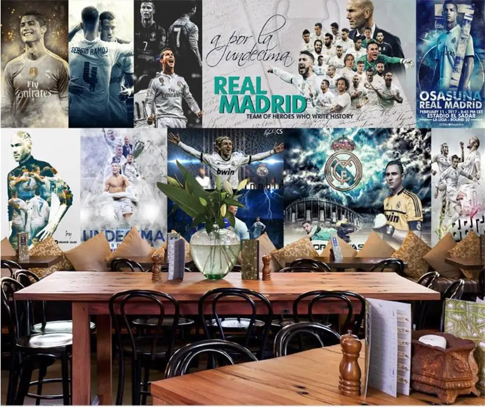 На заказ 3D фото обои Нетканая Фреска комната Clronaldo и футбол 3D фото диван КТВ Бар фон Настенные обои домашний декор