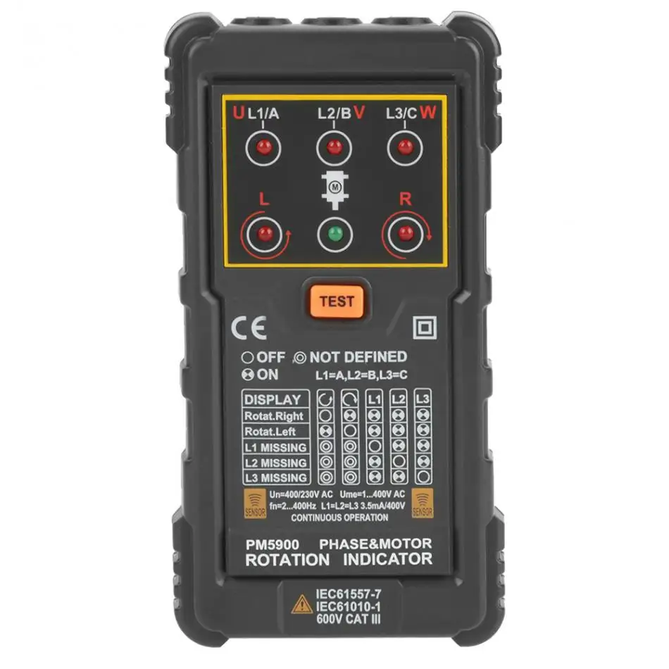 PEAKMETER мотор индикатор вращения MS5900 400 V напряжение переменного тока 2~ 400 Гц Портативный портативный трехфазный Двигатель индикатор вращения тестер