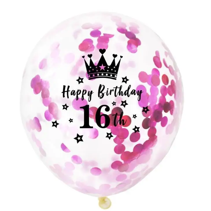Rose Confetti 16 5 шт. 50th 30th 21th воздушный шар 12 дюймов прозрачный розовый Золотой Серебряный конфетти Корона День рождения украшения взрослый прозрачный баллоны - Цвет: Rose Confetti 16
