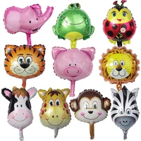 8pcs mini animal foil balloons birthday party decor baby presents kids toys lion monkey zebra deer cow animal head air balloon