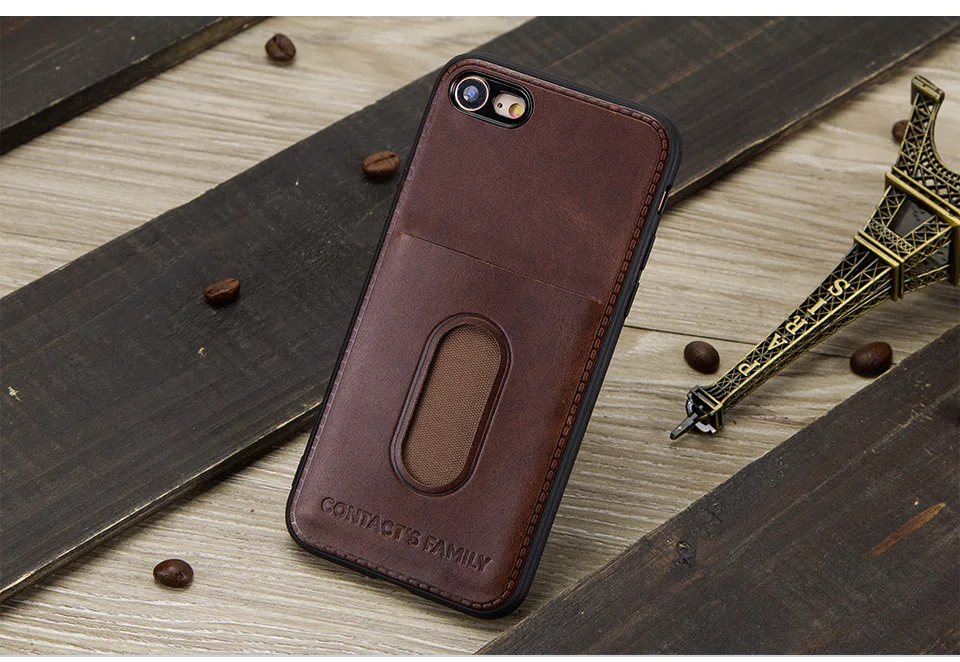 Чехол Crazy Horse из натуральной кожи в стиле ретро для iPhone 7 8, чехол с отделением для кредитных карт, чехол-кошелек для Apple iPhone, задняя защитная крышка