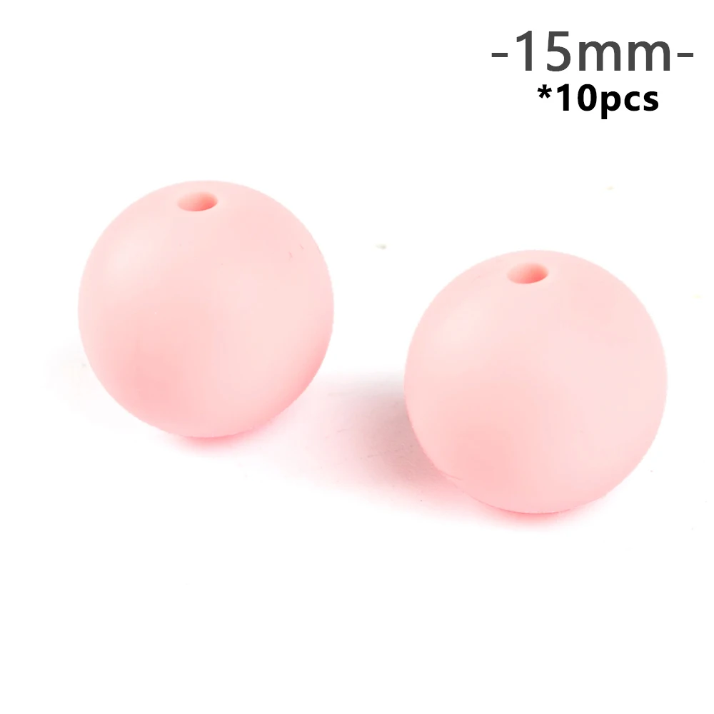 rose quartz LOFCA 10 шт., силиконовые бусины для прорезывания зубов, 15 мм, Прорезыватель для зубов, ожерелье для кормления ребенка, соска, клипса для ухода за полостью рта, не содержит бисфенола, пищевой, цветной - Цвет: rose quartz