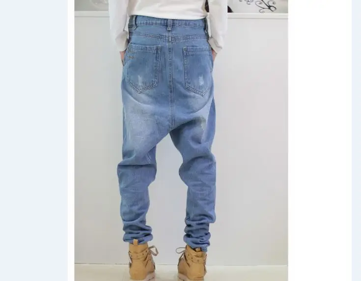 Джинсы с низким шаговым швом светло синие джинсы в стиле хип хоп свободные штаны