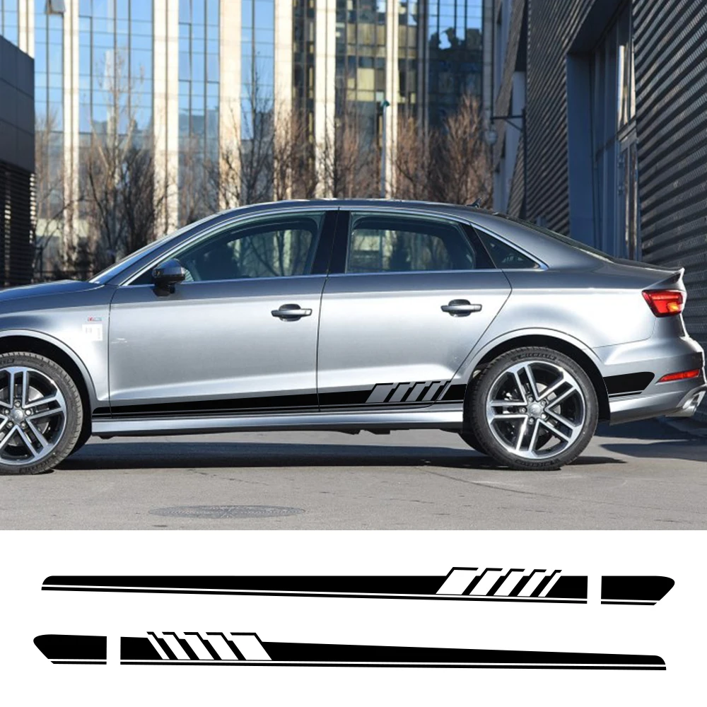 

Car Side Skirt Sticker Auto Long Stripe Vinyl Styling Decals For Audi A3 8P 8V A4 B6 B8 B7 A6 C5 C6 C7 Q5 Q7 TT Car Accessories