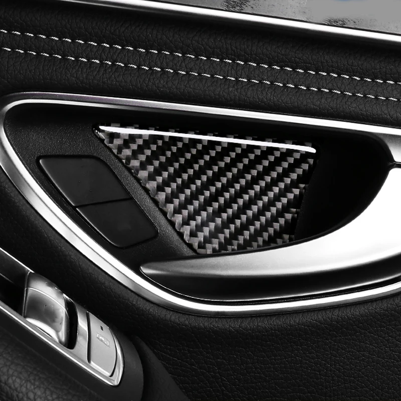 

Автомобильный Стайлинг для Mercedes Benz W205 новый C E класс GLC дверная ручка из углеродного волокна интерьерная декоративная отделка крышка наклей...