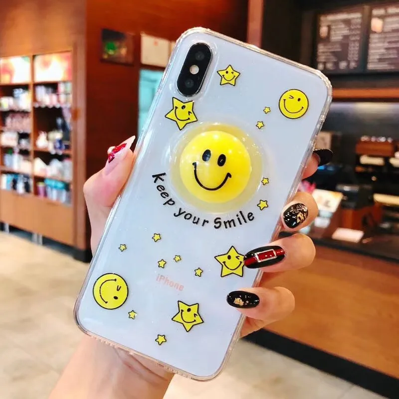3D прозрачные звезды смайлик телефон чехол для iphone XS MAX XR X 6 6s 7 8 плюс Милые