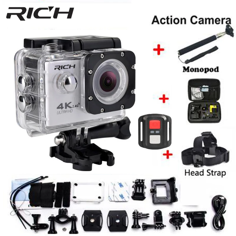 HD экшн камера Wi Fi для go pro hero 4 экстремальных видов спорта 1080P 30 м водонепроницаемая