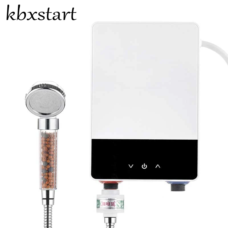 white with shower 5500 Вт безрезервуарный водонагреватель мгновенный Электрический нагрев воды Durchlauferhitzer быстрый горячий Душ 220 В - Цвет: white with shower