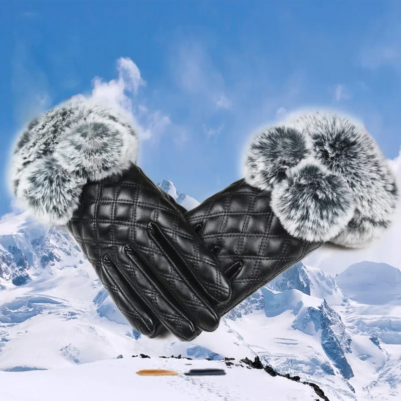 Женские роскошные кожаные теплые зимние супер перчатки из кашемира удобные