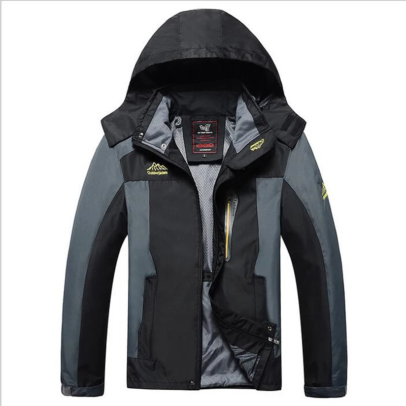 black Жутко и boror плюс Размеры 5XL, 6XL, 7XL, 8XL Демисезонный верхняя одежда с капюшоном manteau Весте Homme куртка мужская Водонепроницаемый ветровка человек пальто - Цвет: black