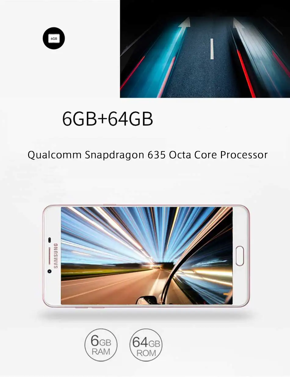 Мобильный телефон SAMSUNG GALAXY C9 Pro C9000 LTE, 6,0 дюймов, 6 ГБ ОЗУ, 64 Гб ПЗУ, четыре ядра, 16 МП, 4000 мА/ч, Android 6, две sim-карты