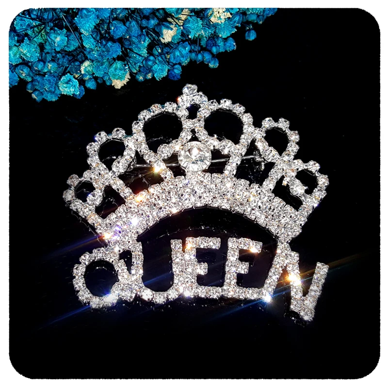 Грандиозное Новое прибытие Blingbling Прозрачный Кристалл Королева Корона Брошь
