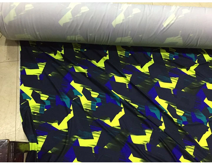 Полиэстер спандекс Блестящий геометрический материал неоновая Спортивная