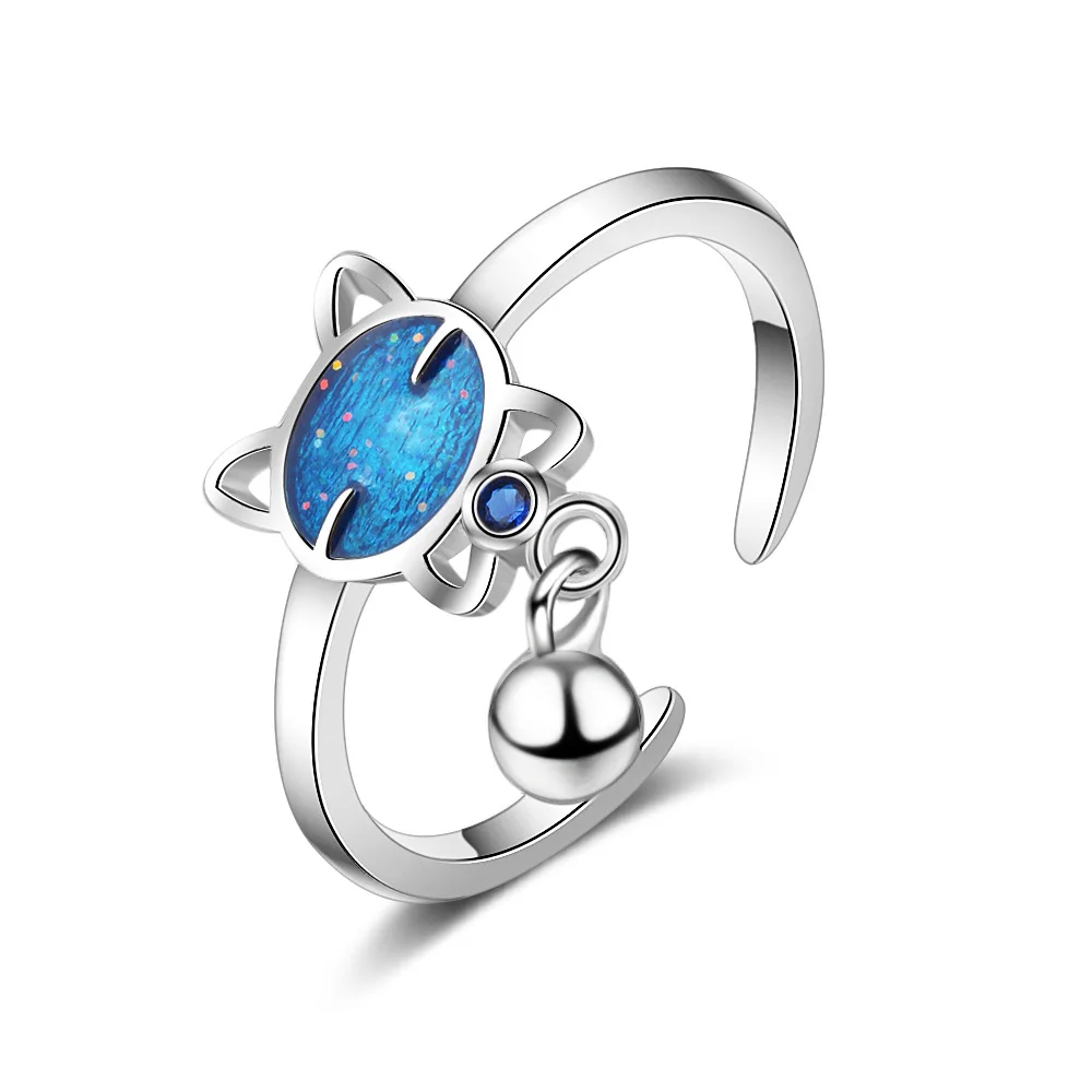 

100% 925 sterling silver fashion cute cat animal women student gift lady finger rings jewelry wholesale ring drop shipping cheap