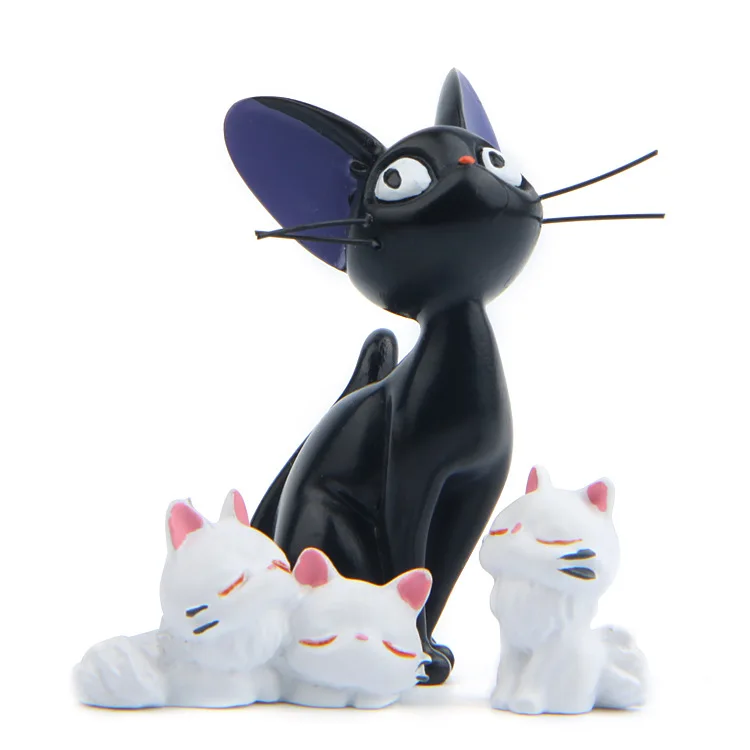 Изделия из смолы Jiji's Delivery service, фигурки кошек, белые украшения животных, черная кошка Kiki Gigi, сказочные миниатюры, украшения для сада