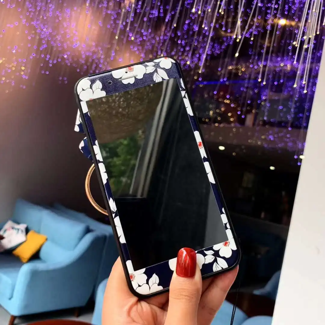 Для iPhone XS Max 3D цветок задняя крышка+ пленка для экрана из закаленного стекла для iPhone X XR 7 8 6s Plus чехол бант Подвеска+ ремни