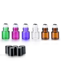 50 x 1ml 2ml empty refillable glass roll on bottle with stainless steel roller small essential oil roller on sample bottle