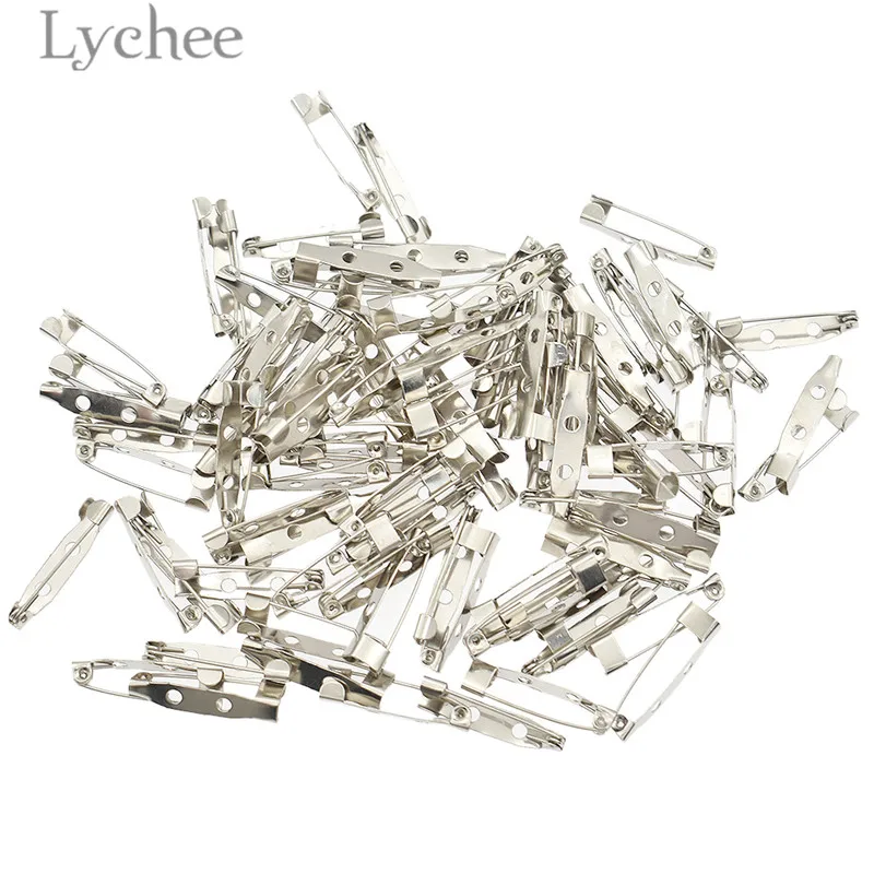 Lychee 100 шт модный сплав 25 мм 30 Брошь Зажим Серебряный цвет золотой безопасная